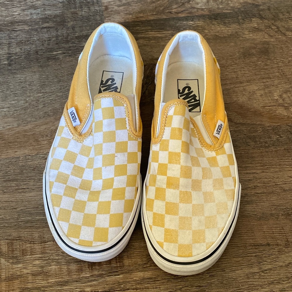 Yellow Checkered Slip-On Vans